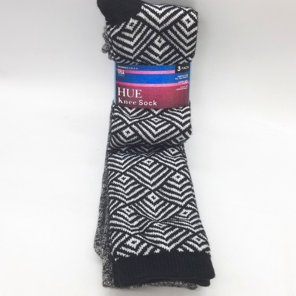Hue Knee Socks 3-Pairs Deco Style for Women Size 4-10 - Picture 1 of 5